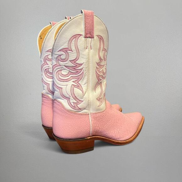 Vtg leather pink and white wester cowboy boots - 9.5 - Picture 5 of 6